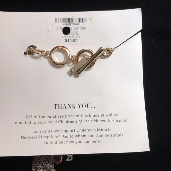 NWT WHBM Miracles Charm bracelet hearts“miracle” crystals gold tone silver tone - Picture 6 of 7